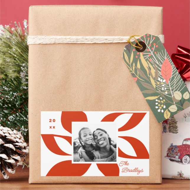 Pegatina Rectangular Foto gráfica de vacaciones de Poinsettia (Vacaciones)