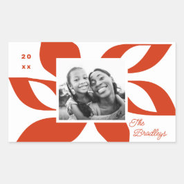 Pegatina Rectangular Foto gráfica de vacaciones de Poinsettia