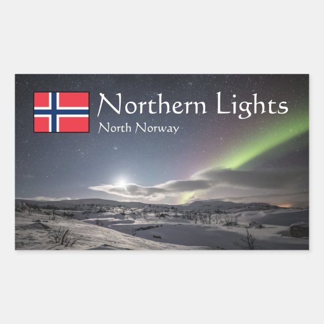 Pegatina Rectangular Foto paisajista de Noruega Aurora (Anverso)