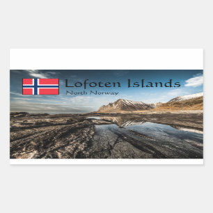 Pegatina Rectangular Foto paisajística de Noruega Lofoten