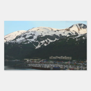 Pegatina Rectangular Fotografía escénica de Alaska al atardecer en Whit
