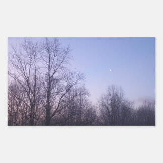 Pegatina Rectangular Fotografía paisajística de Winter Moon Morning