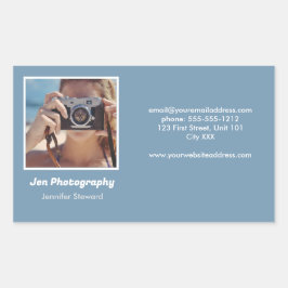 Pegatina Rectangular fotógrafo fotográfico azul personalizado