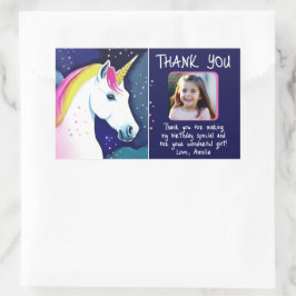 Pegatina Rectangular Fotos de cumpleaños de Estrella Mágica de Unicorni