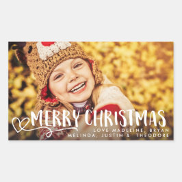 Pegatina Rectangular Fotos de ferias navideñas blancas de Navidad