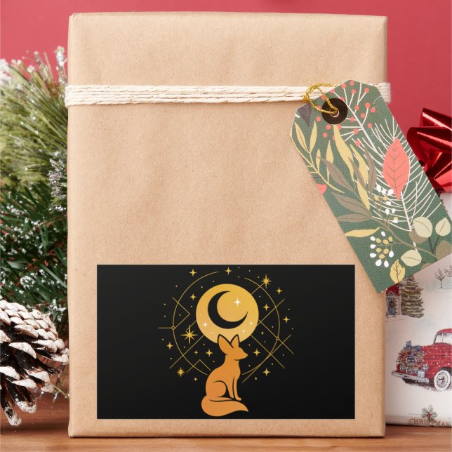 Pegatina Rectangular Fox del Desierto Celeste - Luna y Estrellas Cósmic (Vacaciones)