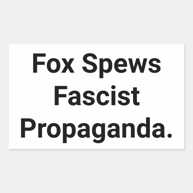 Pegatina Rectangular Fox habla de la propaganda fascista Hankamer Artju (Anverso)