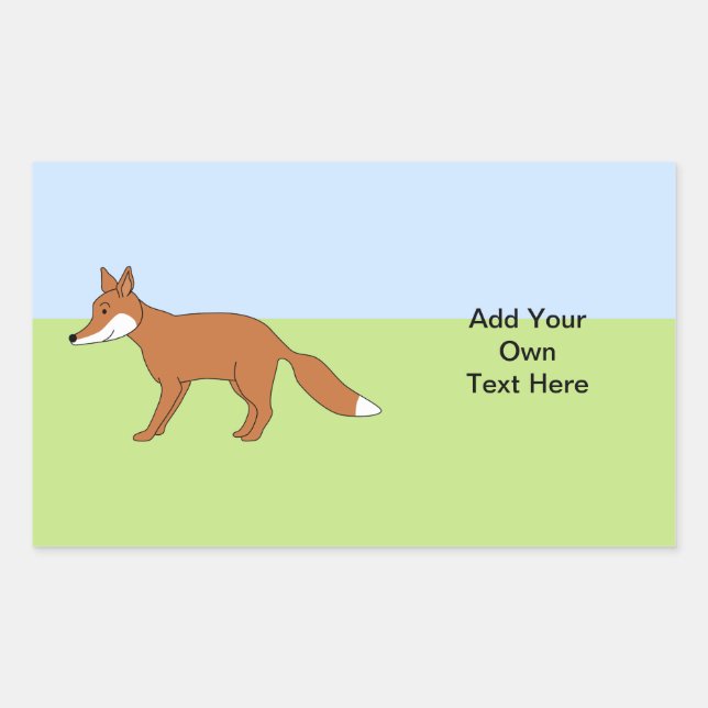 Pegatina Rectangular Fox roja. (Anverso)