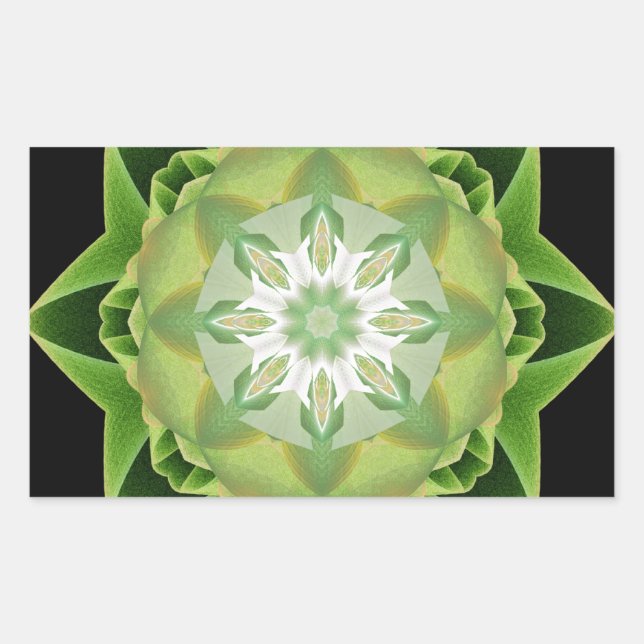 Pegatina Rectangular Fractal Stardust Green (Anverso)