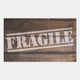 Pegatina Rectangular Frágiles cráteres de madera