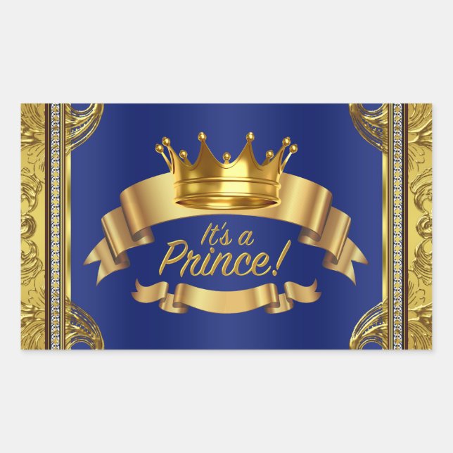 Pegatina Rectangular Fragmentos de agua Royal Blue Gold Prince (Anverso)