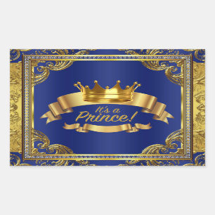 Pegatina Rectangular Fragmentos de agua Royal Blue Gold Prince