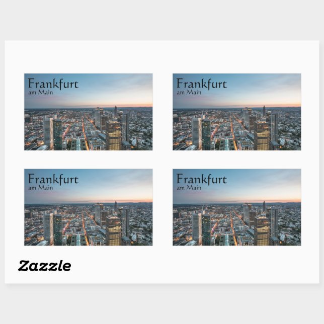 Pegatina Rectangular Fráncfort del Meno Alemania (Hoja)