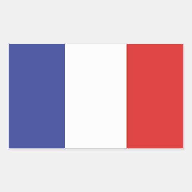 Pegatina Rectangular Francia primero hundió la bandera francesa MFGA (Anverso)