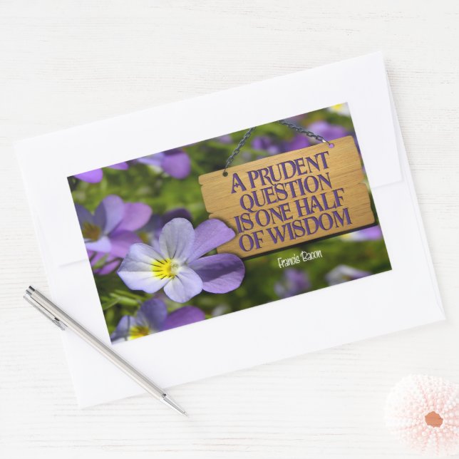 Pegatina Rectangular Francis Bacon Cita Inspiradora "Sabiduría" (Sobre)