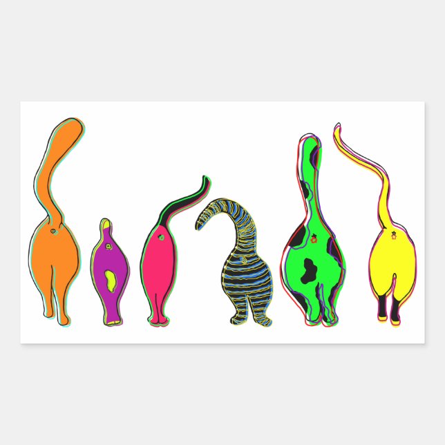 Pegatina Rectangular Frascos de gato coloridos (Anverso)