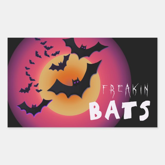Pegatina Rectangular Freakin' Bats Halloween ID223 (Anverso)