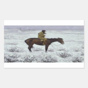Pegatina Rectangular Frederic Remington - El chico del rebaño