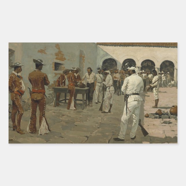 Pegatina Rectangular Frederic Remington - La Expedición Mier (Anverso)