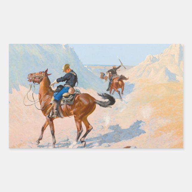 Pegatina Rectangular Frederic Remington - The Advance-Guard o The Mil (Anverso)