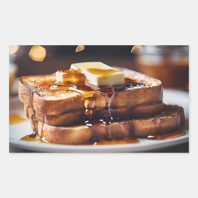 Pegatina Rectangular French Toast With Butter & Syrup (Anverso)