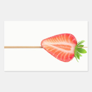 Pegatina Rectangular Fresa con forma de corazón en una brocheta