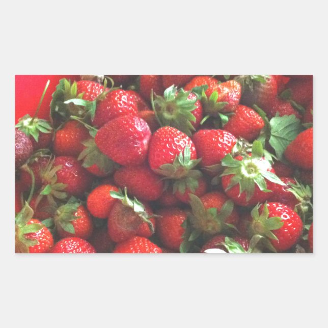 Pegatina Rectangular Fresas clásicas (Anverso)