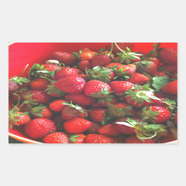Pegatina Rectangular Fresas clásicas