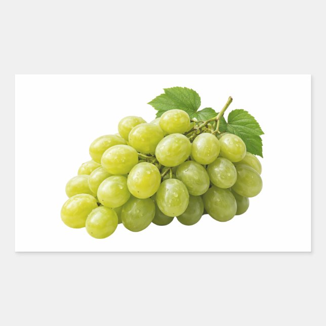 Pegatina Rectangular Fresh Green Grapes with Leaves Sticker (Anverso)