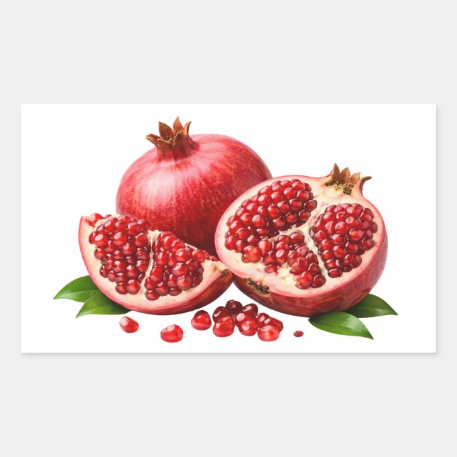 Pegatina Rectangular Fresh Pomegranate With Juicy Seeds Sticker (Anverso)