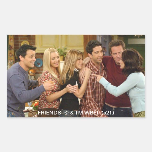 Pegatina Rectangular FRIENDS™ | Abrazo grupal de Acción de Gracias del  (Anverso)