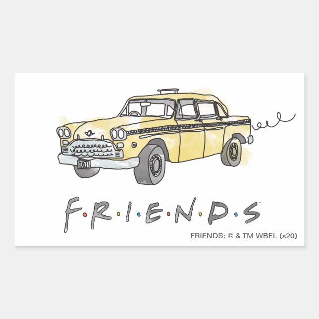 Pegatina Rectangular FRIENDS™ | Taxi (Anverso)