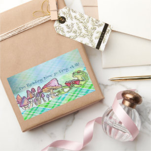 Pegatina Rectangular Frog de libro de historias