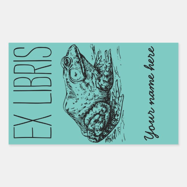 Pegatina Rectangular Frog Ex Libris Bookplate (Anverso)