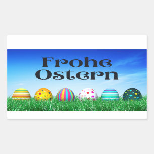 Pegatina Rectangular Frohe Ostern, Alemania Feliz Pascua