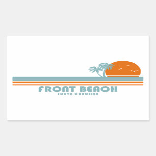 Pegatina Rectangular Front Beach South Carolina Sun Palm Trees