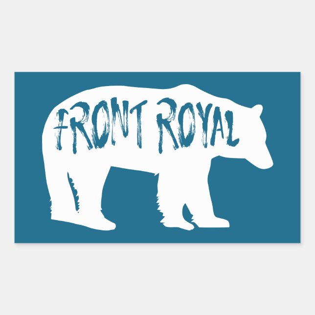 Pegatina Rectangular Front Royal Virginia Bear (Anverso)