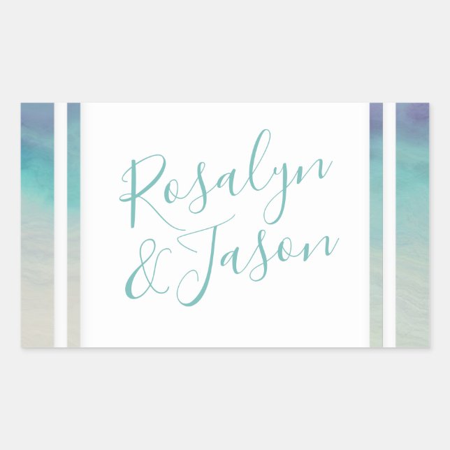 Pegatina Rectangular Frontera oceánica pintada (Anverso)