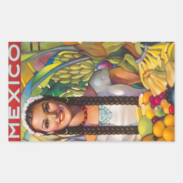 Pegatina Rectangular Fruta mexicana vintage (Anverso)