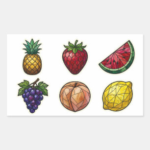 Pegatina Rectangular Frutas Asombrosas en Vitral