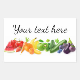 Pegatina Rectangular Frutas multicolores seguidas
