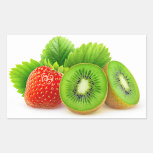 Pegatina Rectangular Frutas y fresas de Kiwi