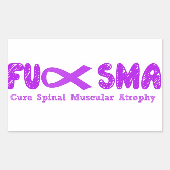 Pegatina Rectangular Fu SMA Awareness Ribbon Purple (Anverso)