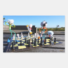 Pegatina Rectangular Fubby die schaakspel spelen.