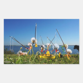 Pegatina Rectangular Fubby's actief met het hengelspel.