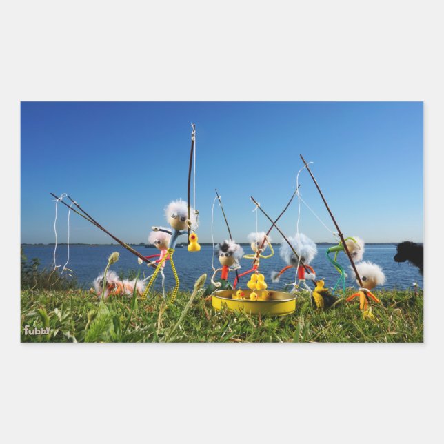 Pegatina Rectangular Fubby's actief met het hengelspel. (Anverso)