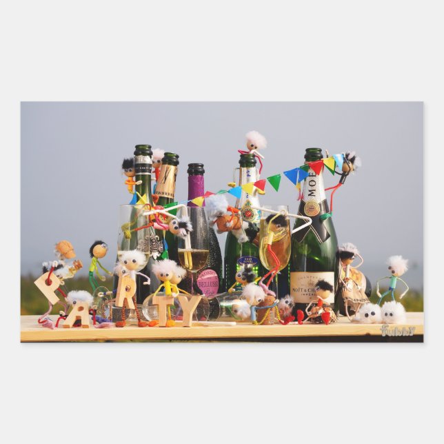 Pegatina Rectangular Fubby's de van een feestje houden, gefeliciteerd ! (Anverso)
