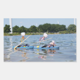 Pegatina Rectangular Fubby's die een wedstrijdje Peddelboard doen.