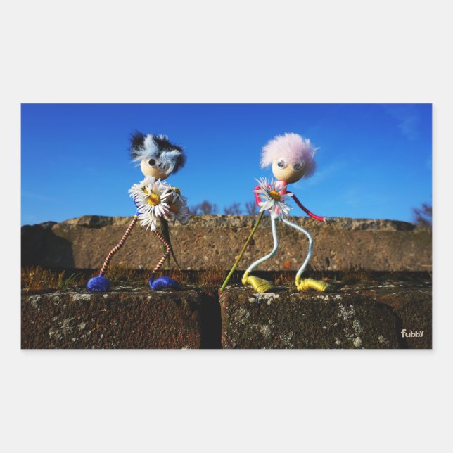 Pegatina Rectangular Fubby's die elkaars Valentijn zijn. (Anverso)