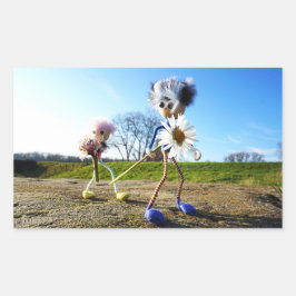 Pegatina Rectangular Fubby's in natuur met madeliefjes.